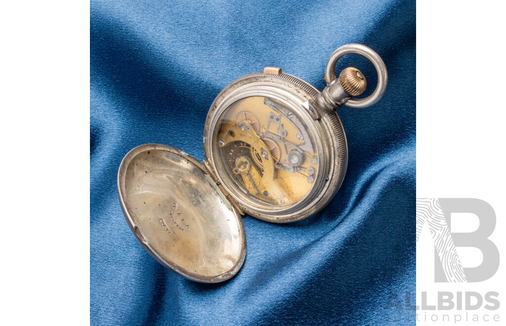 Sterling Silver Pocket Watch by American Waltham Watch Company - Circa 1880