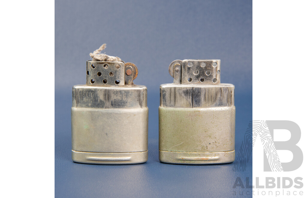 Two Australian WW2 Army Issue Green and Co Cigarette Lighters