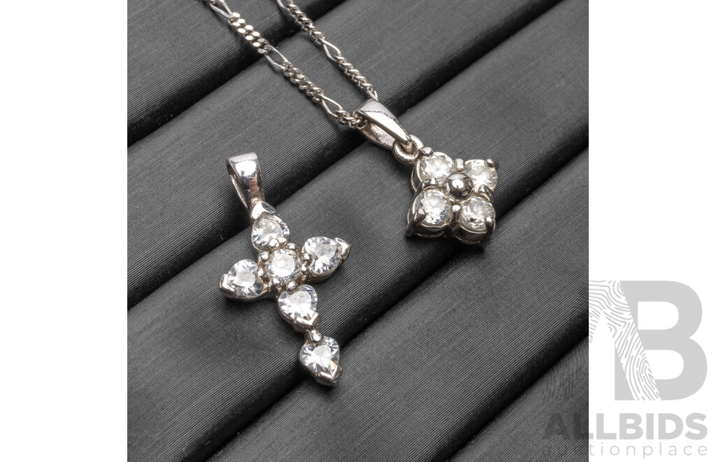 925 Sterling Silver Necklace & (2) Pendants. Length - 40.5cms