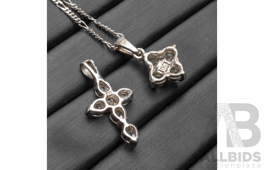925 Sterling Silver Necklace & (2) Pendants. Length - 40.5cms