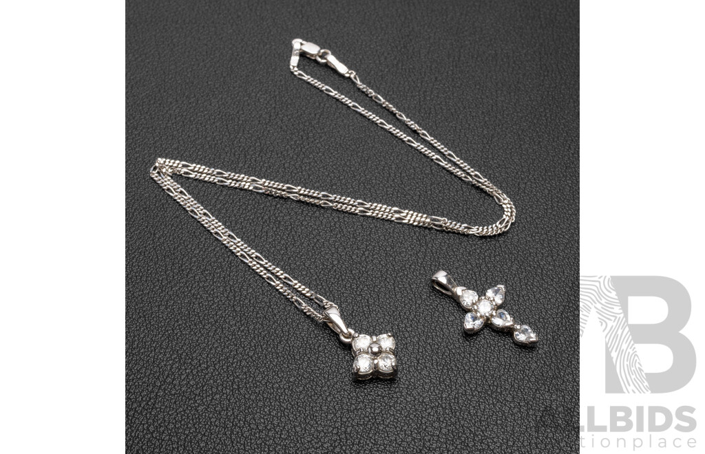 925 Sterling Silver Necklace & (2) Pendants. Length - 40.5cms