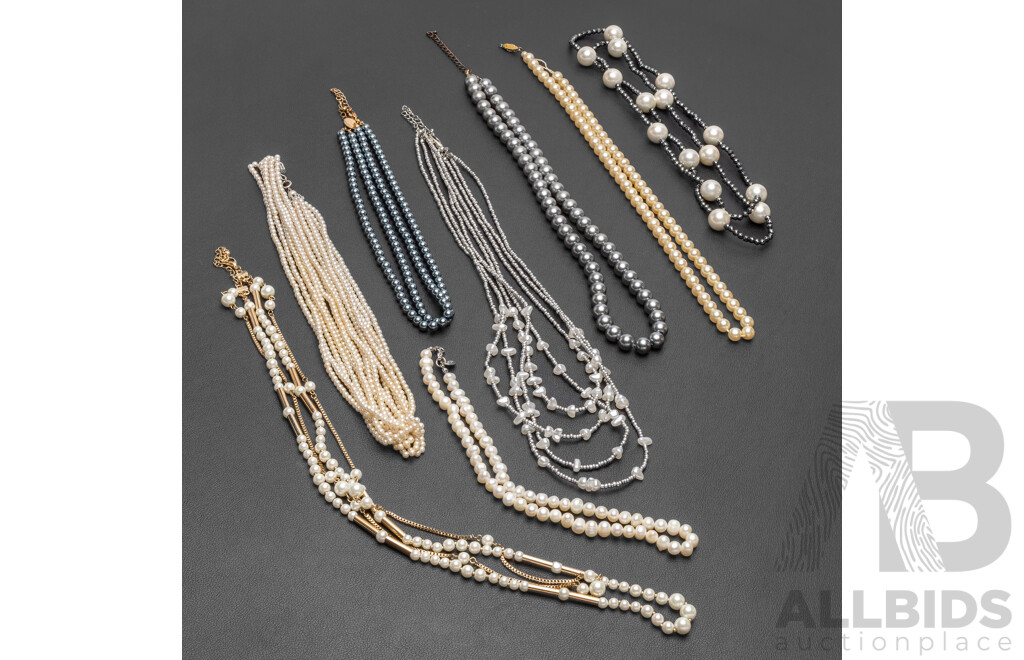 Collection of Pearl & Faux Pearl Necklaces - Lot of 8