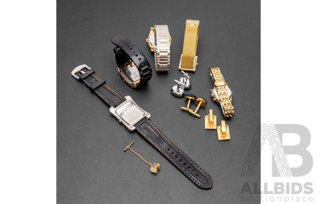 Collection of Watches, Cufflinks & Tie Pin - Lot of 9