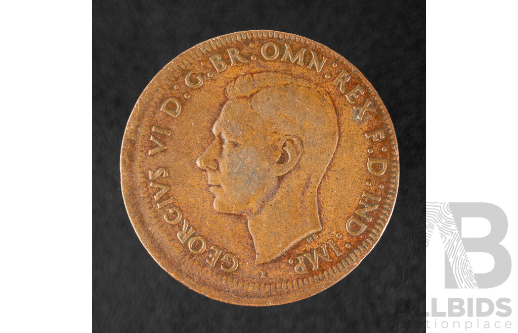 Australian 1943 Penny, Off Center Mistrike