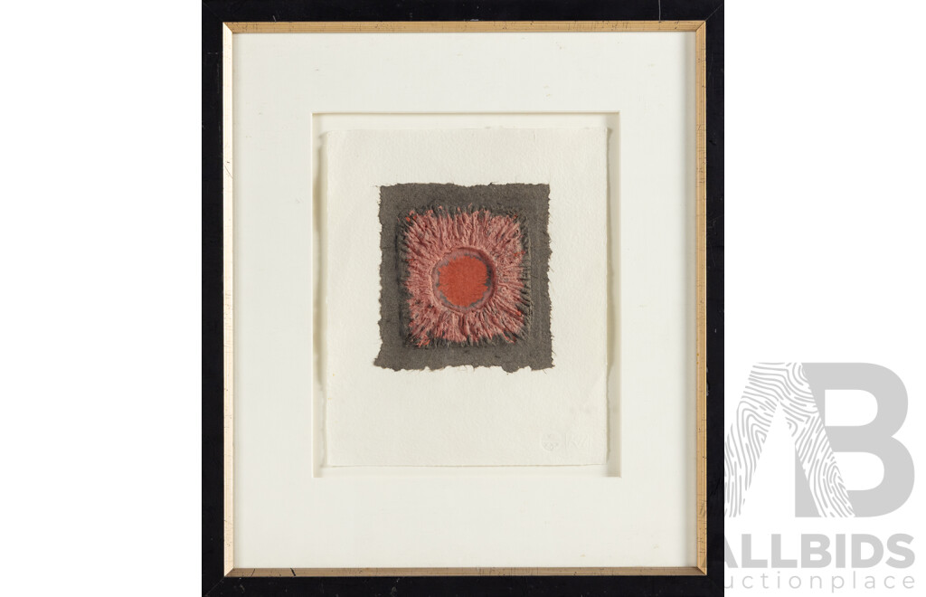 KN, (20th Century), Fiery Sun, Wonderful Editioned Original Paper Mixed Media, 42 x 37 cm (frame)