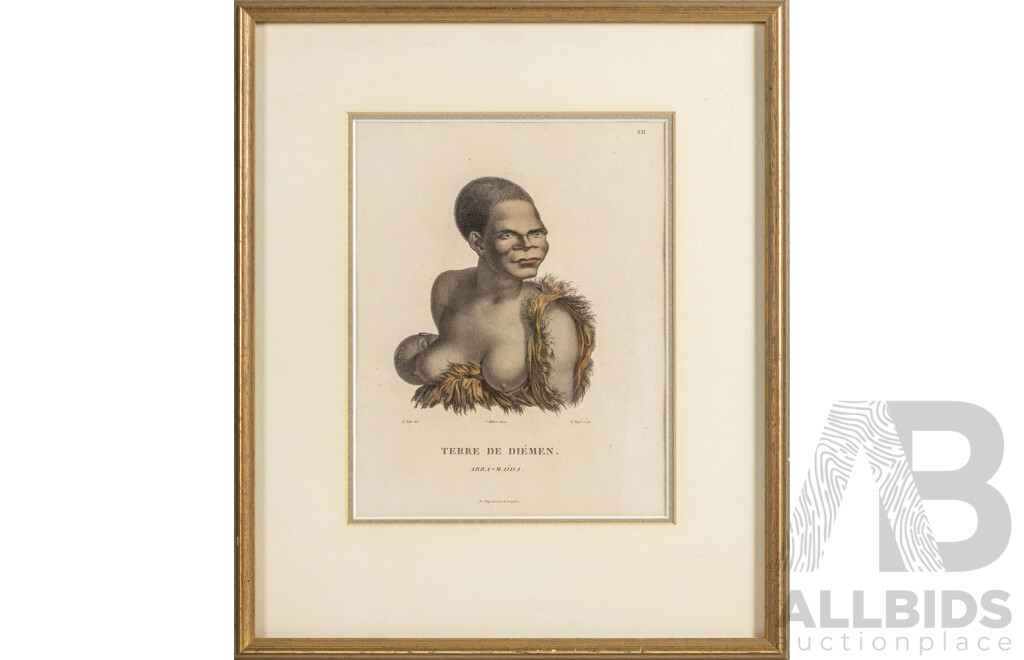Terre De Diemen & View of a Hut in New South Wales, Pair of Antique Copper Engravings, 33 W x 40 H cm & 38 W x 36 H cm (frames) (2)