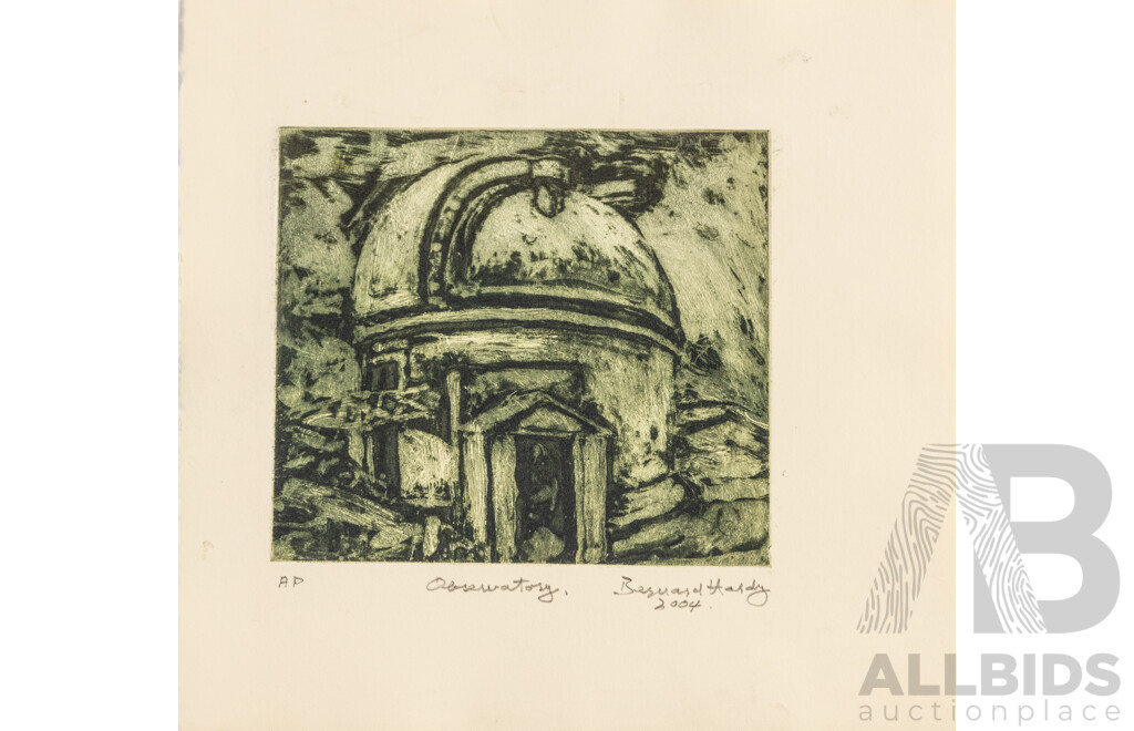 Bernard Hardy (20th Century, Australian, 1941-), Observatory (2004), Original Signed Artist's Proof White Ground Etching, 26H x 27W cm (sheet)
