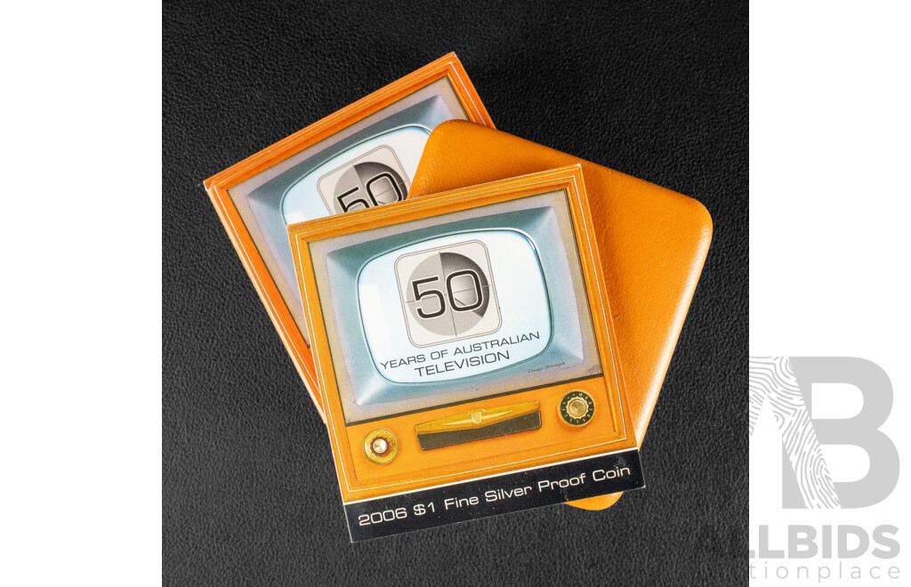 Australian RAM 2006 Silver Proof One Dollar Coin, Fifty Years of Australian Television .999