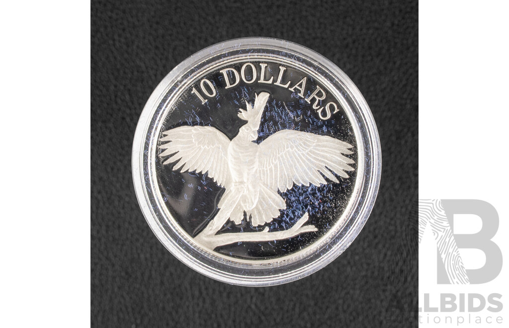 Australian RAM 1990 Silver Piedfort Ten Dollar Coin, Birds of Australia, Cockatoo .925