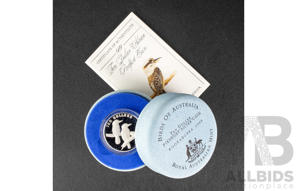 Australian RAM 1989 Silver Piedfort Ten Dollar Coin, Birds of Australia, Kookaburra .925