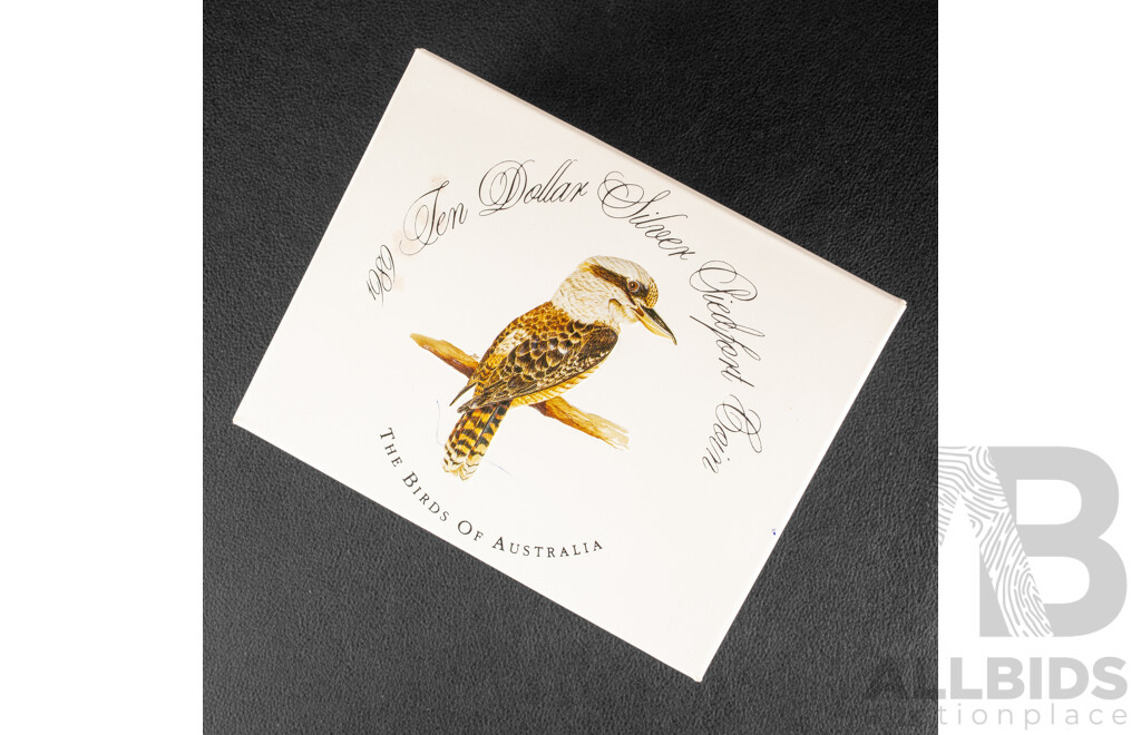 Australian RAM 1989 Silver Piedfort Ten Dollar Coin, Birds of Australia, Kookaburra .925