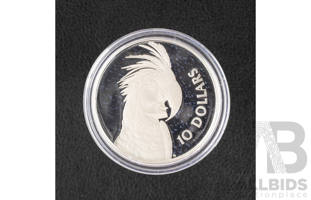 Australian RAM 1993 Ten Dollar Silver Piedfort Coin, Palm Cockatoo .925