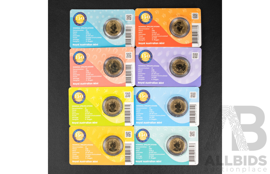 Australian RAM 2021 Colour Frosted One Dollar Coin Set, RSPCA 150 Years 1871 - 2021