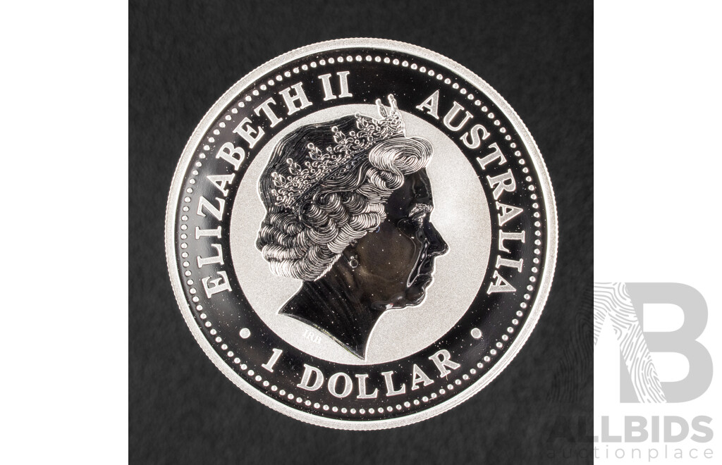 Australian Perth Mint 2001 Silver One Dollar Coin, Centenary of Federation, Gold Privy Mark .999