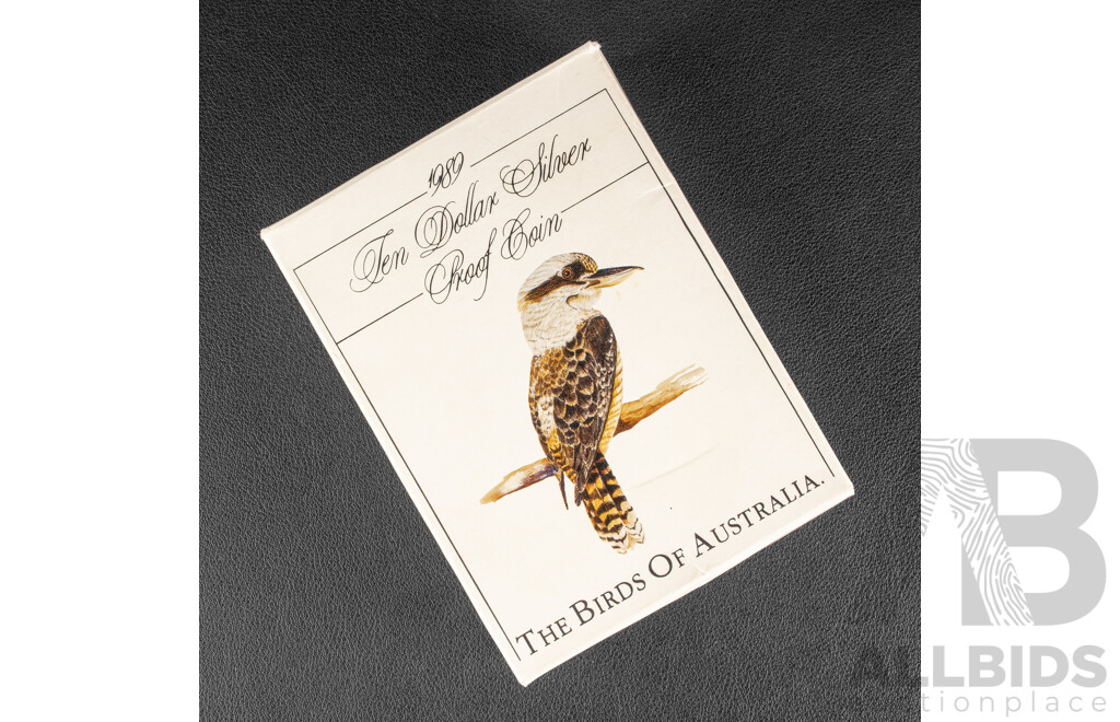Australian RAM 1989 Silver Proof Ten Dollar Coin, Birds of Australia, Kookaburra .925