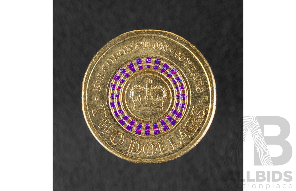 Australian 2013 Two Dollar Coin, 60th Anniversary QE2 Coronation