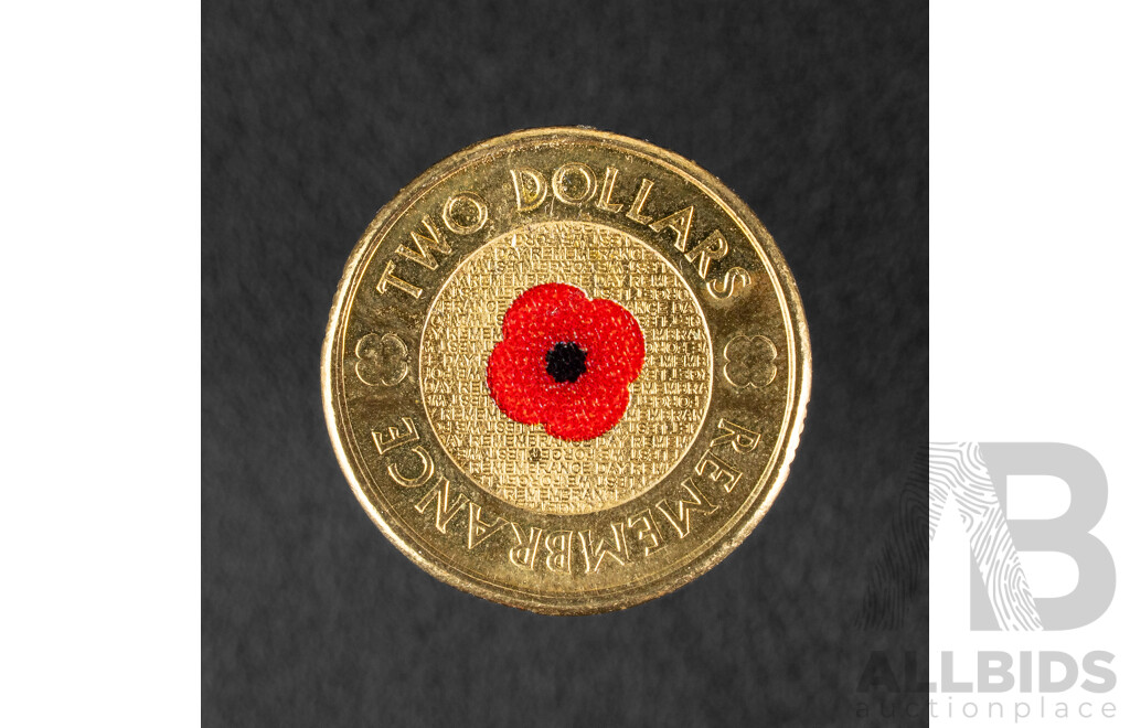 Australian 2012 Two Dollar Coin, Remembrance 'Red Poppy'