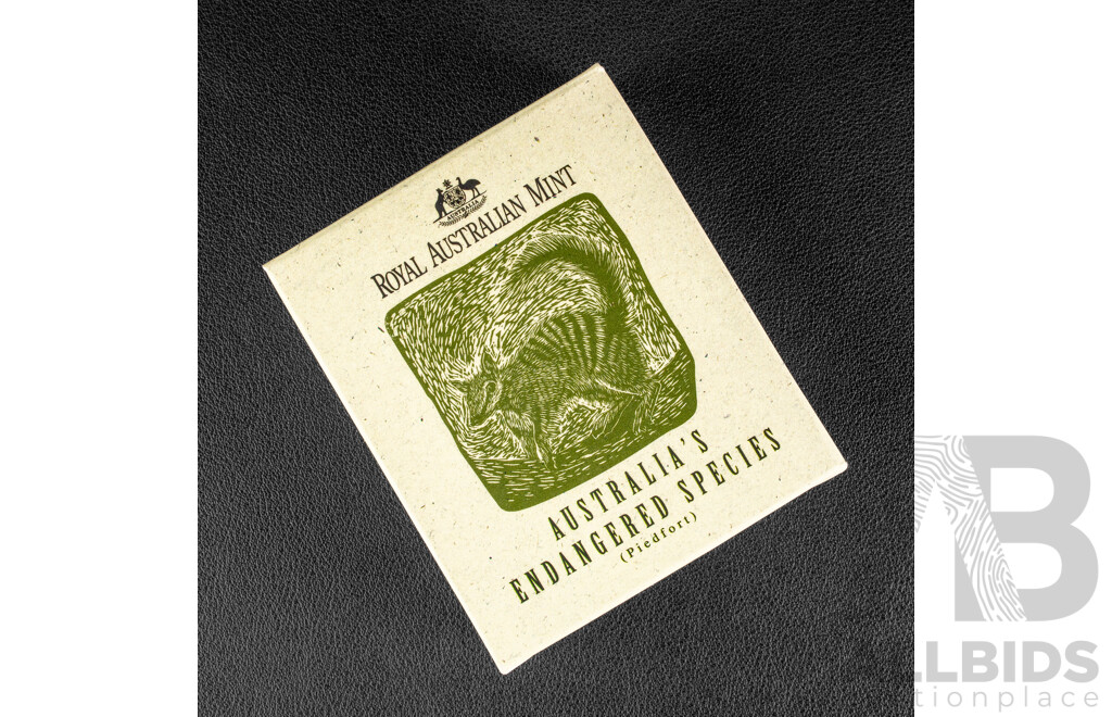 Australian RAM 1995 Piedfort Silver Proof Ten Dollar Coin, Endangered Species, Numbat .925