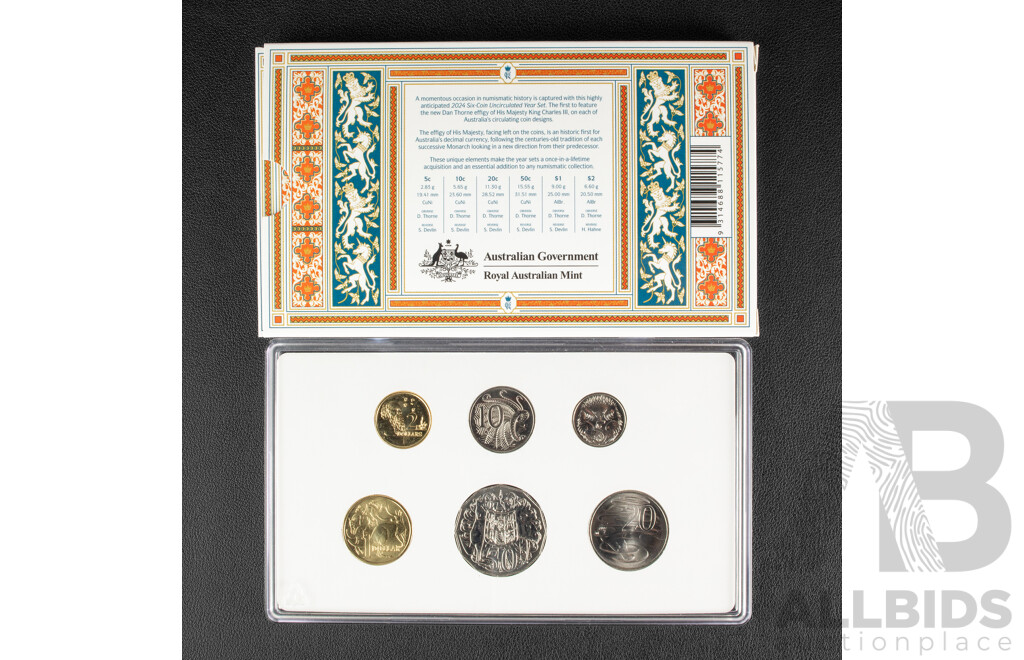Australian RAM 2024 Six UNC Coin Set, His Majesty King Charles III