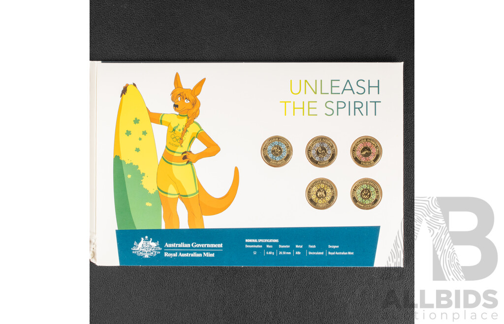 Australian RAM 2020 Commemorative Two Dollar Coins Including Two 2020 Coloured Two Dollar Sets, Unleash the Spirit and Three 2020 Two Dollars, Tokyo Paralympics,