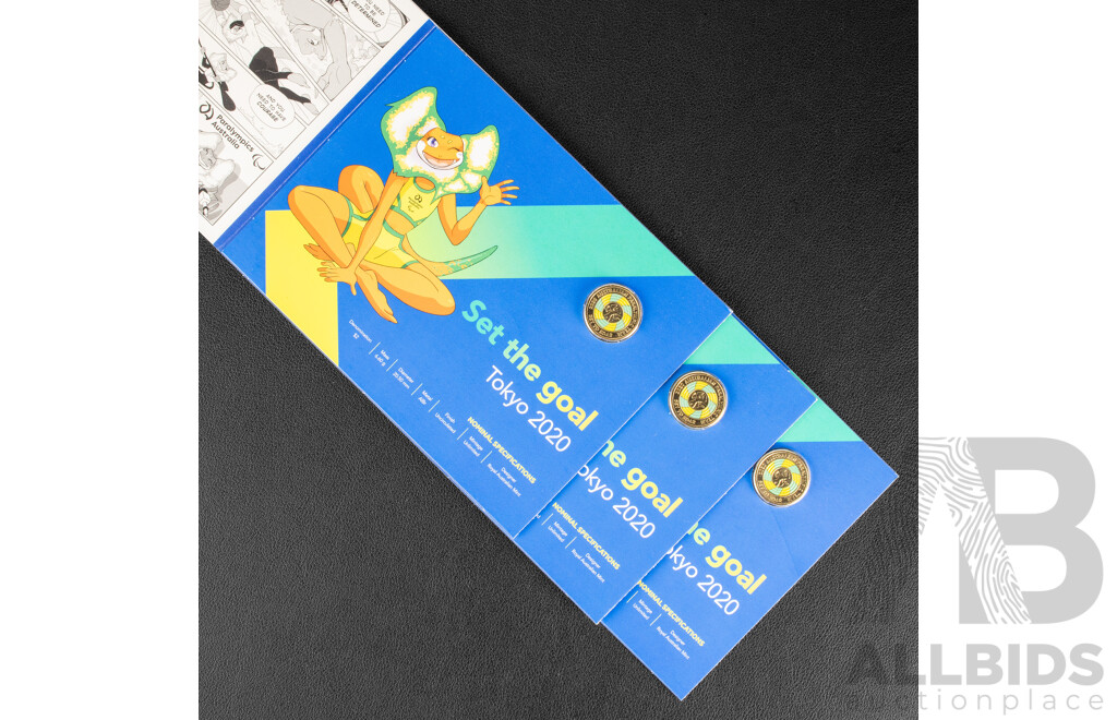 Australian RAM 2020 Commemorative Two Dollar Coins Including Two 2020 Coloured Two Dollar Sets, Unleash the Spirit and Three 2020 Two Dollars, Tokyo Paralympics,