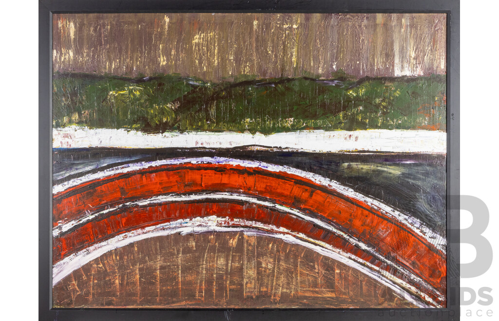 David Chadwick, (20th Century, British-Born Australian), Southern Lights, Hobart (2008), Original Oil on Canvas, 100 x 300 cm (frame)
