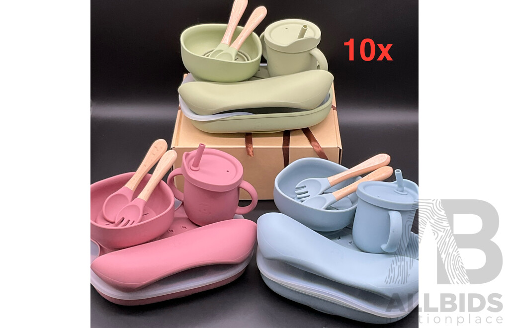 Silicone Baby Feeding Set with Gift Box - Lot of 10