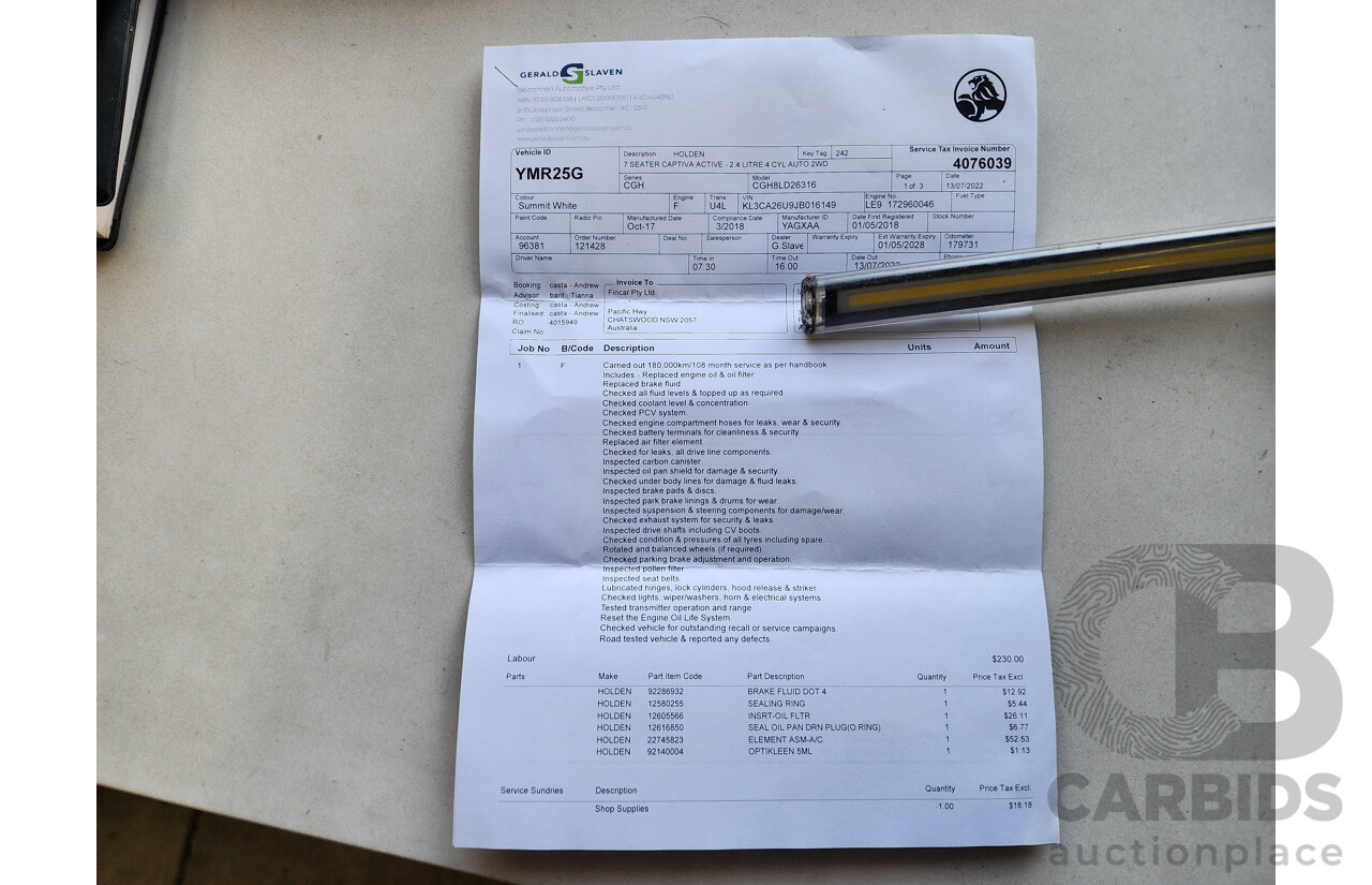 3/2018 Holden Captiva 7 LS Active (fwd) CG MY18 4d Wagon White 2.4L