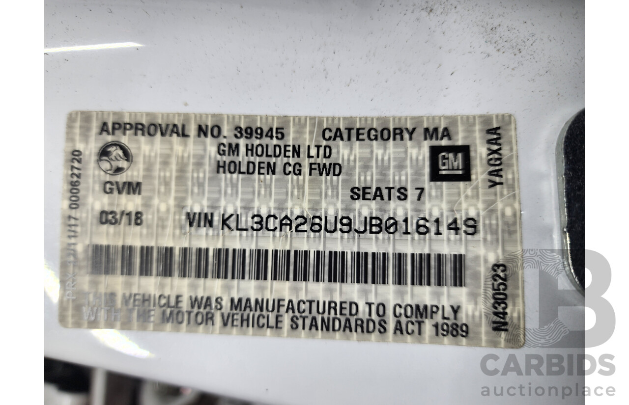 3/2018 Holden Captiva 7 LS Active (fwd) CG MY18 4d Wagon White 2.4L