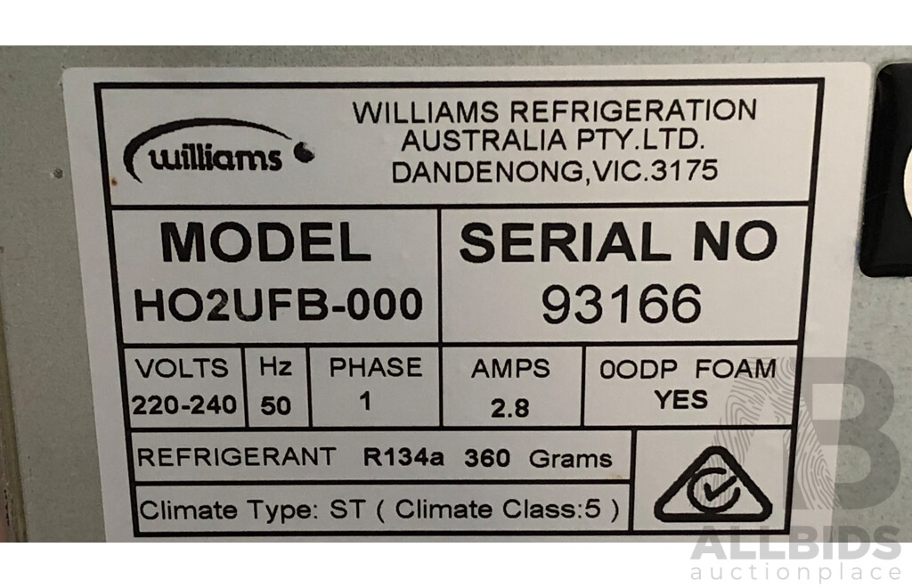 Williams Stainless Steel Two Door Commercial Fridge