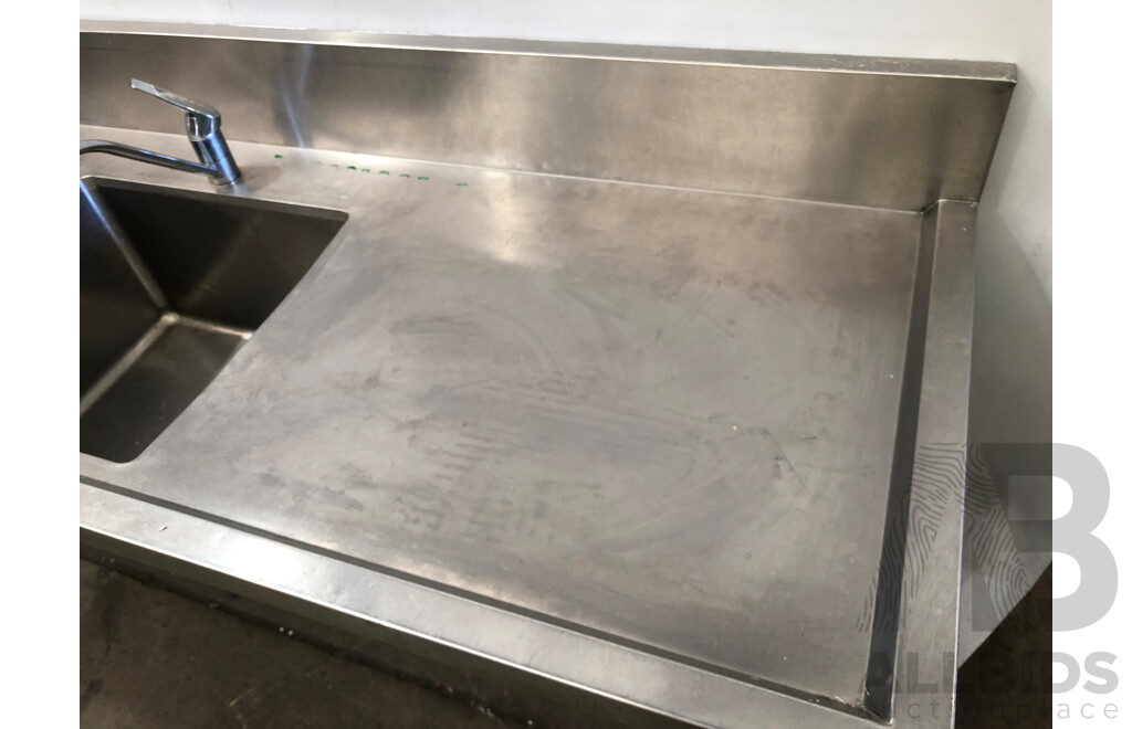 Brayco Commercial Stainless Steel Bench with Dual Sinks and Mixer Taps
