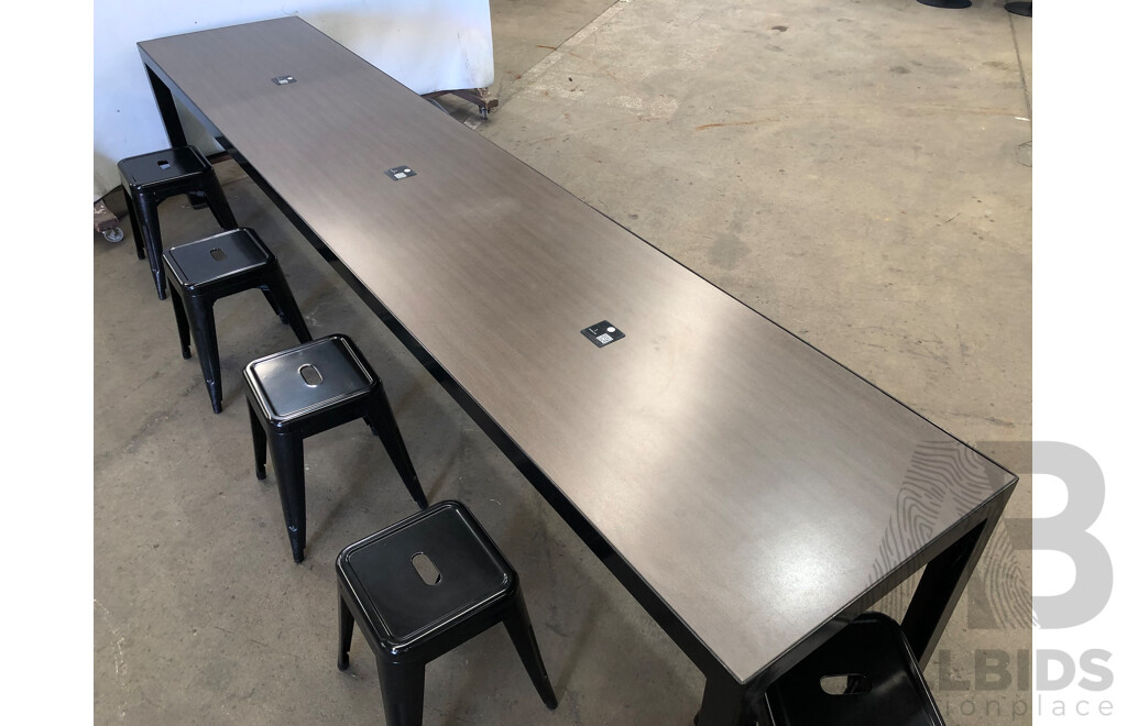 Two Cafe Tables and 18 Stools