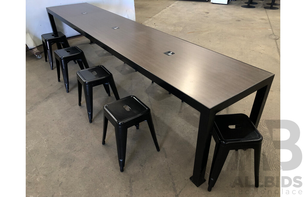 Two Cafe Tables and 18 Stools