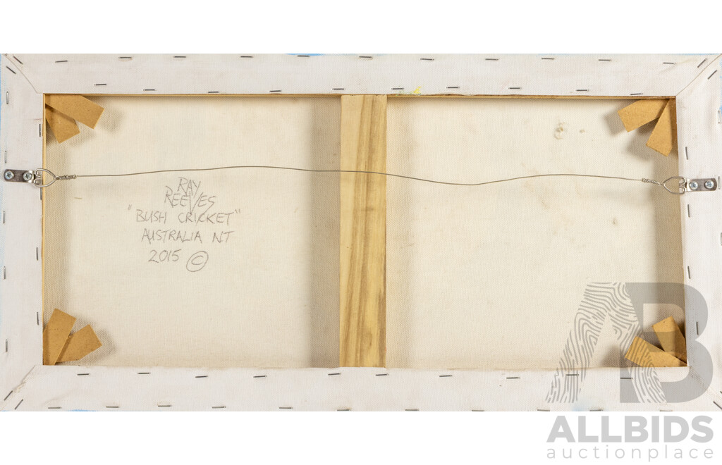 Ray Reeves, (20th Century, Australian, 1967-), Bush Cricket (2015), Original Acrylic on Canvas, 31 x 61 cm