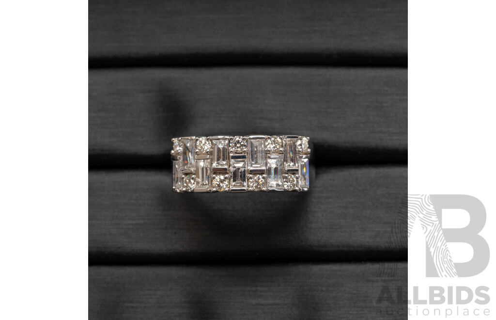 14ct White Gold Natural Diamond Dress Ring with Valuation- Size N.5