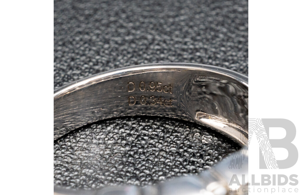 14ct White Gold Natural Diamond Dress Ring with Valuation- Size N.5