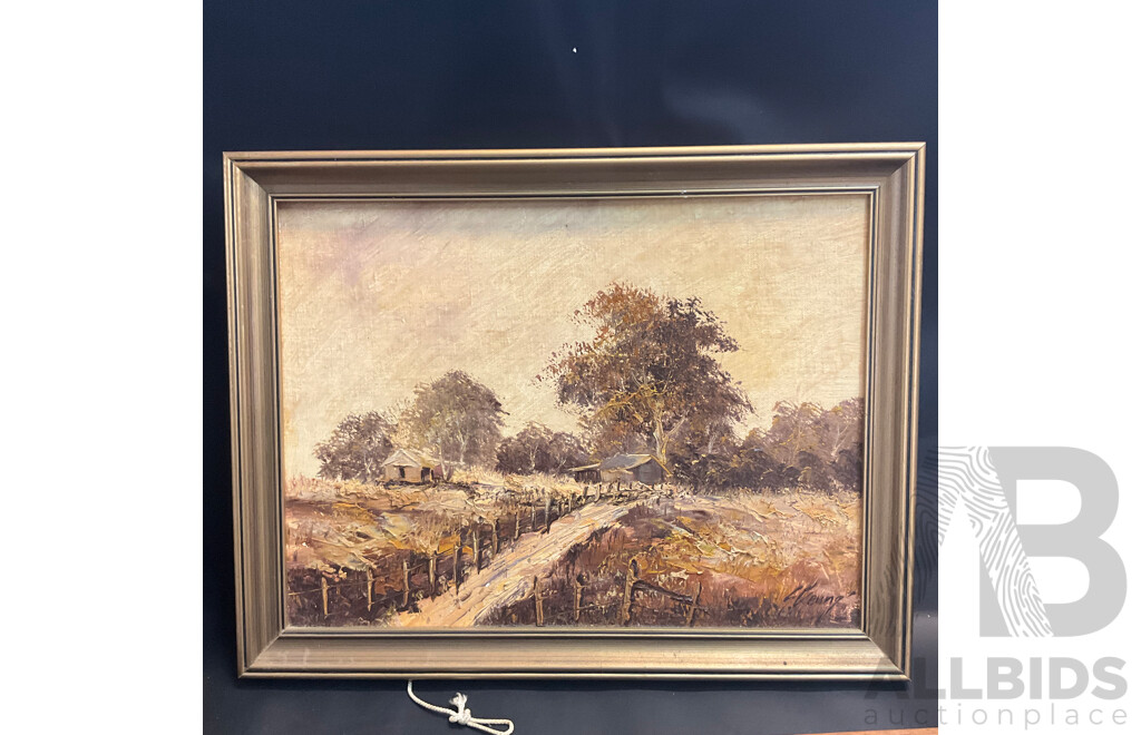 Four Vintage Framed Paintings, Oil on the Canvas