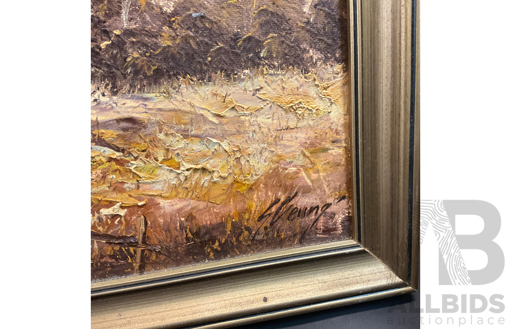 Four Vintage Framed Paintings, Oil on the Canvas