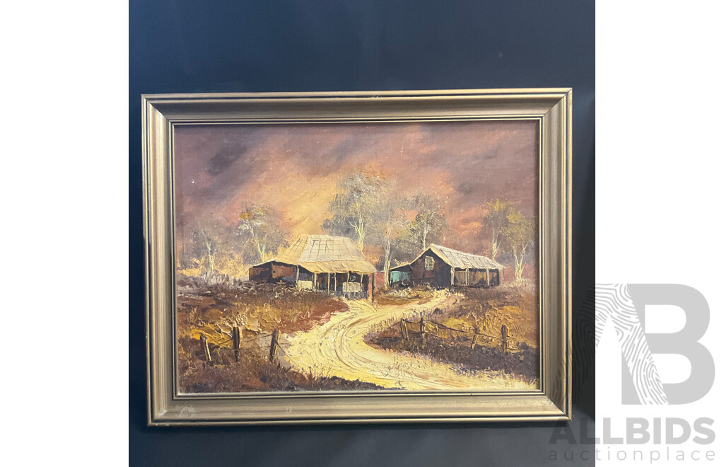 Four Vintage Framed Paintings, Oil on the Canvas