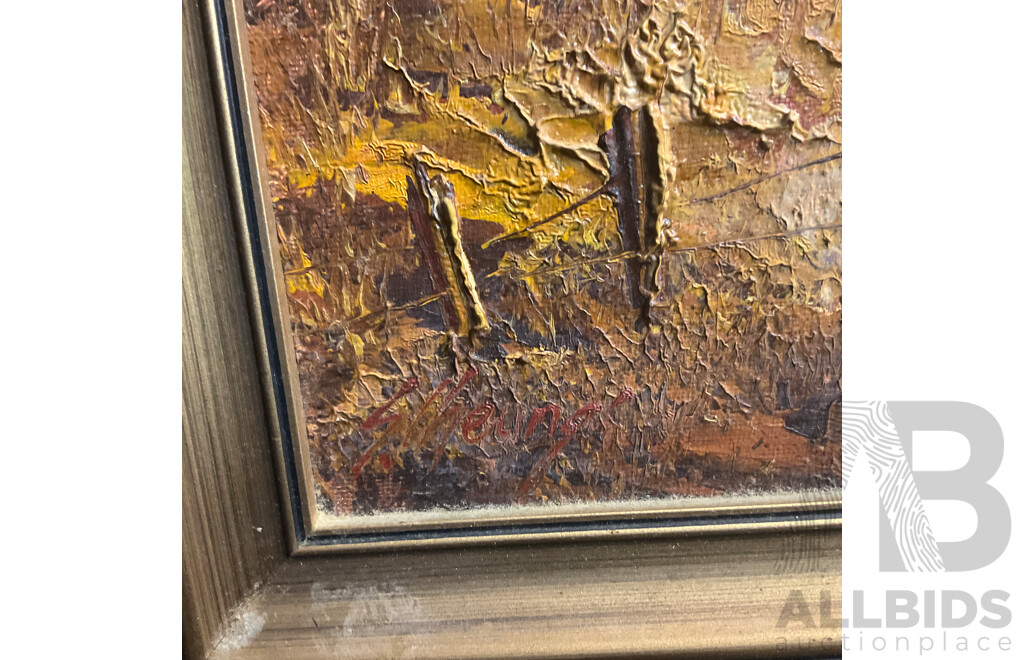 Four Vintage Framed  Paintings, Oil on the Canvas