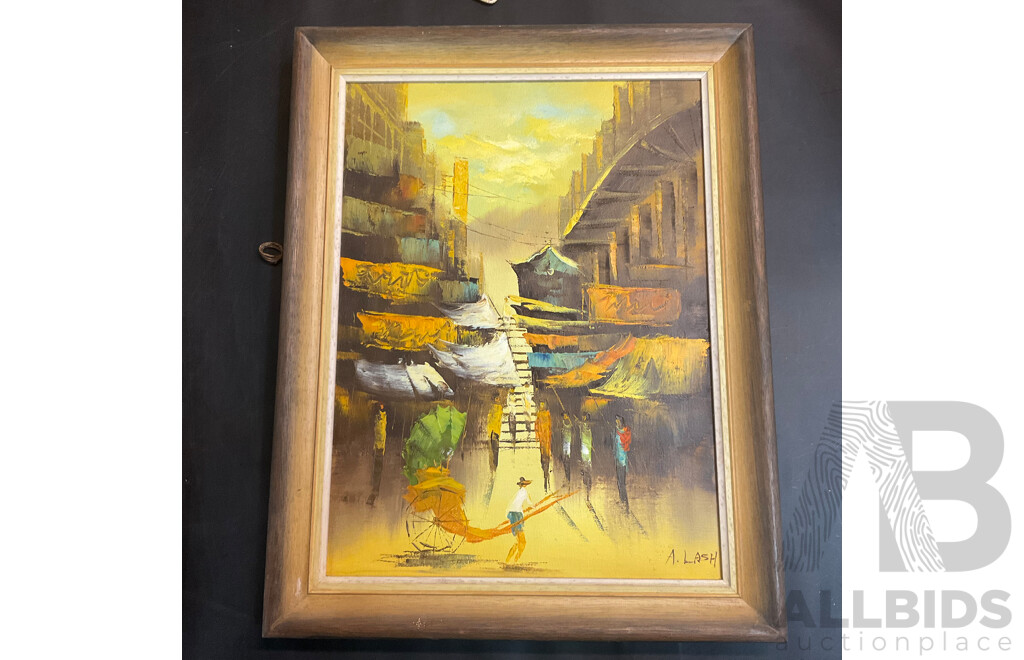 Four Vintage Framed  Paintings, Oil on the Canvas