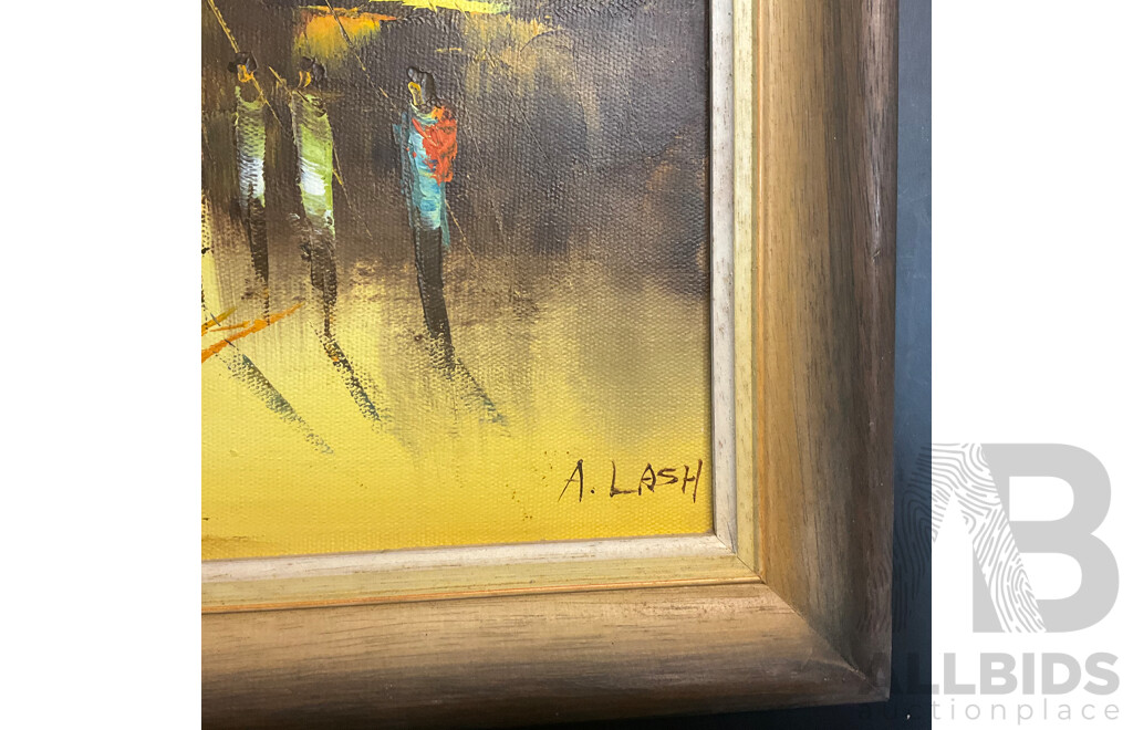 Four Vintage Framed  Paintings, Oil on the Canvas