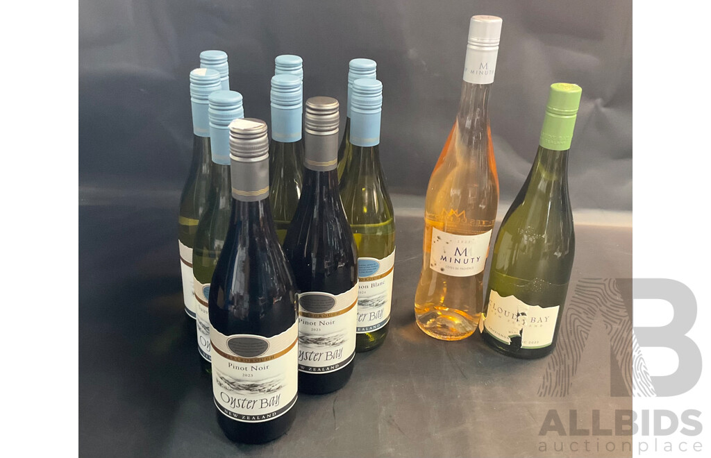 Oyster Bay Sauvignon Blanc, Pinot Noir & Minuty Provence & Cloudy Bay Sauvignon Blanc - Lot of 11
