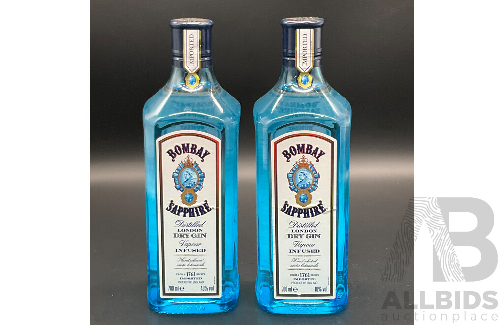 BOMBAY Sapphire London Dry Gin 700ml - Lot of 2