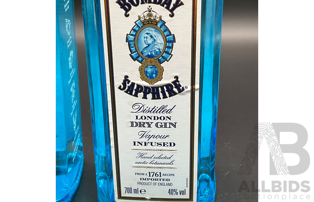 BOMBAY Sapphire London Dry Gin 700ml - Lot of 2