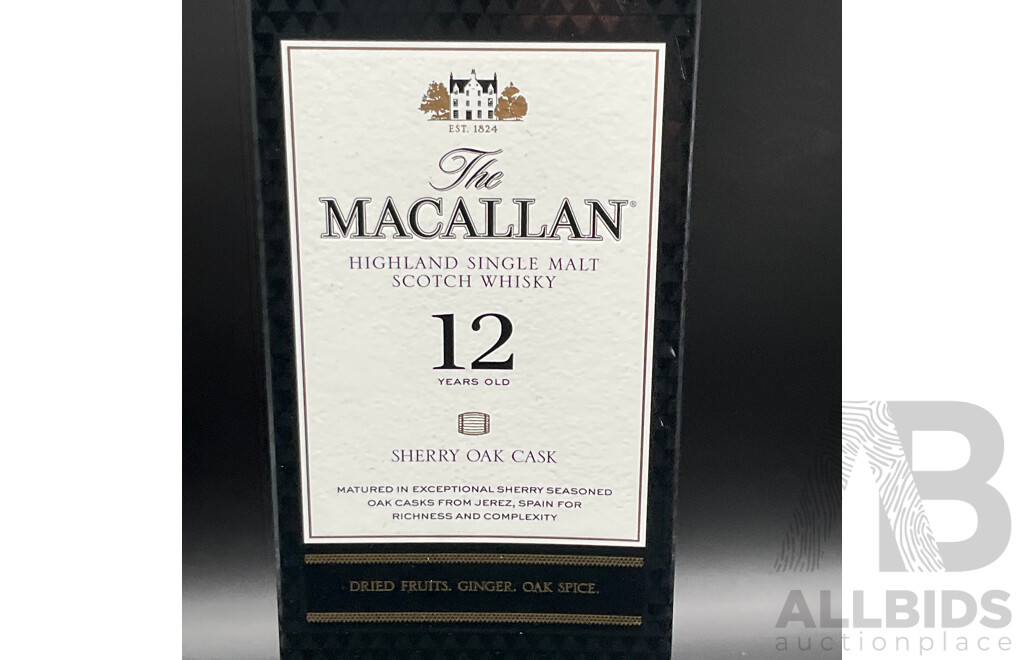 The Macallan 12 Year Old Sherry Oak Cask Single Malt Schotch Whisky 700ml - ORP $180