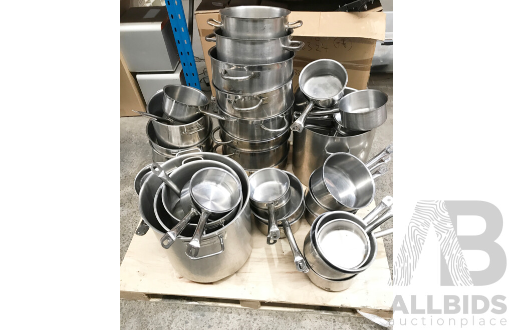 Bulk Lot of Assorted Stainess Steel Cook Pots