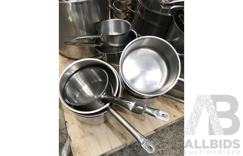Bulk Lot of Assorted Stainess Steel Cook Pots