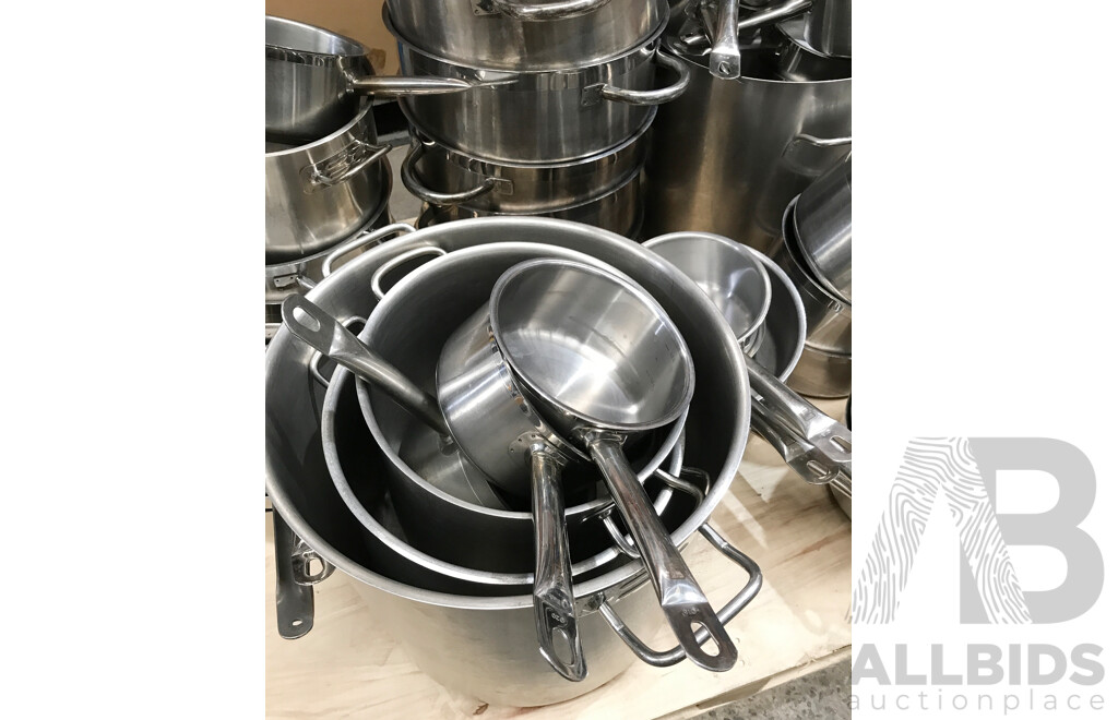 Bulk Lot of Assorted Stainess Steel Cook Pots