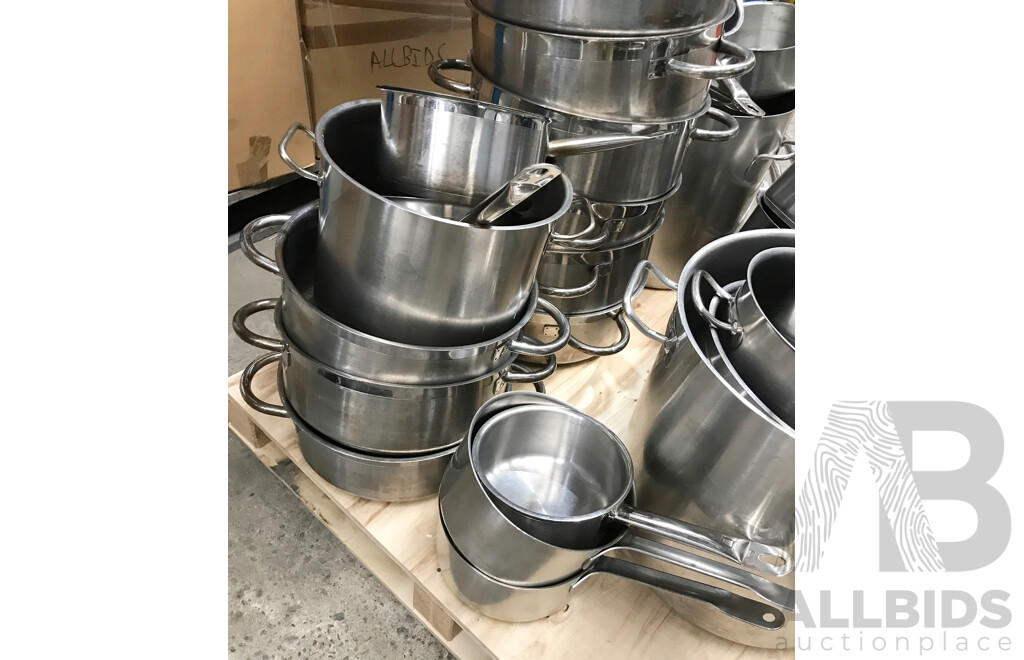 Bulk Lot of Assorted Stainess Steel Cook Pots